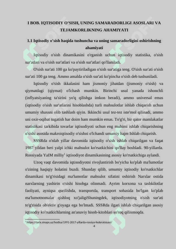 IQTISODIY O’SISH, UNING SAMARADORLIGI ASOSLARI VA TEJAMKORLIK 4