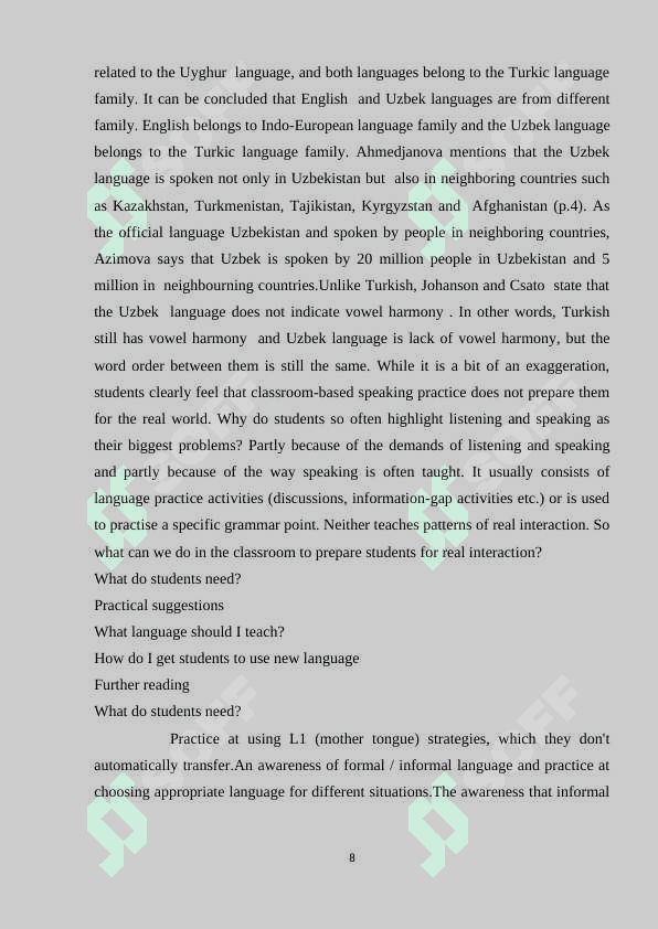 The usage of body language in English teaching 8
