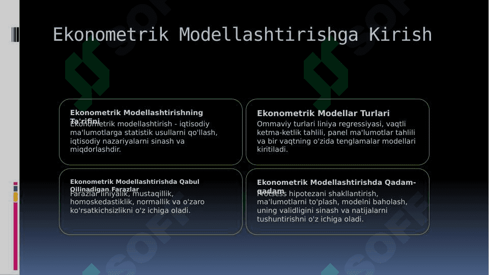 Ekonometrik modellashtirish asoslari 2