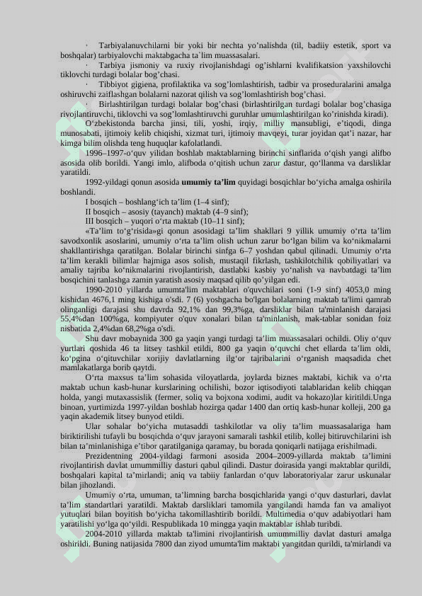 O’ZBEKISTON RESPUBLIKASIDA TA’LIM SOHASIDA AMALGA OSHIRILGAN ISLOHOTLAR 3