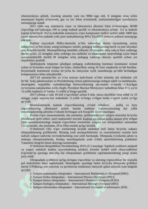 O’ZBEKISTON RESPUBLIKASIDA TA’LIM SOHASIDA AMALGA OSHIRILGAN ISLOHOTLAR 4