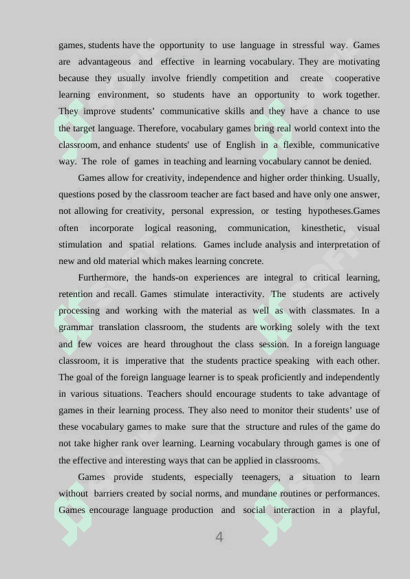 WAYS OF TEACHING  ENGLISH THROUGH GAMES TO LEARNERS 4
