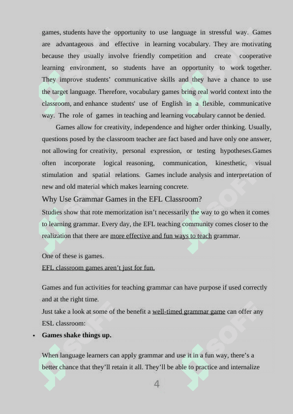 TEACHING GRAMMAR WITH GAMES IN THE EFL CLASSROOM 4