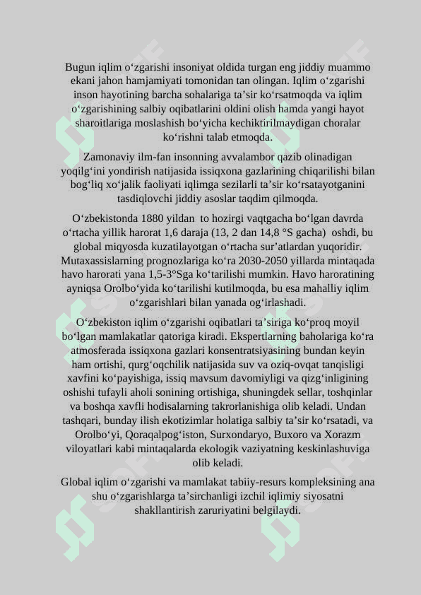 Iqlim oʻzgarishi muammolari 2