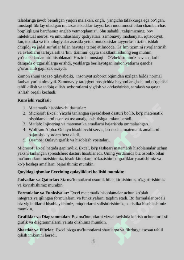 Turli xil masalalar yechish bo'yicha mo'ljallangan dasturlar 3