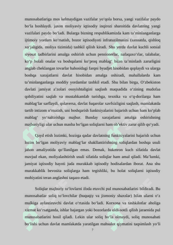 Bozor iqtisodiyoti sharoitida  soliqlar 7