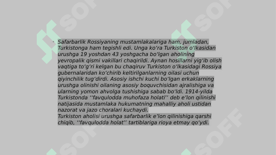Birinchi jahon urushining turkiston o’lkasiga ta’siri 3