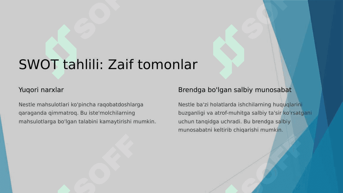 Nestle korxonasi marketing tahlili 6