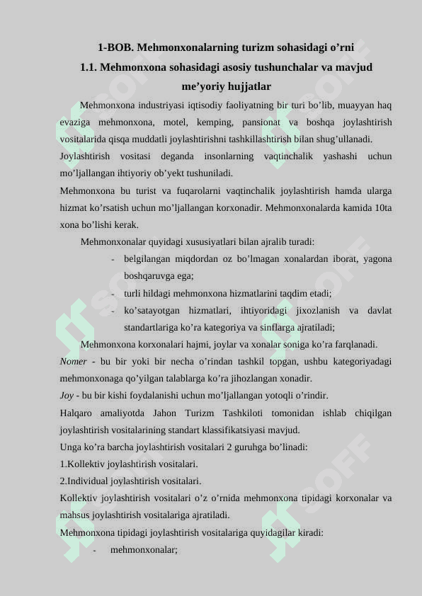 Меhmonxonalarning turizm sohasidagi o’rni 3