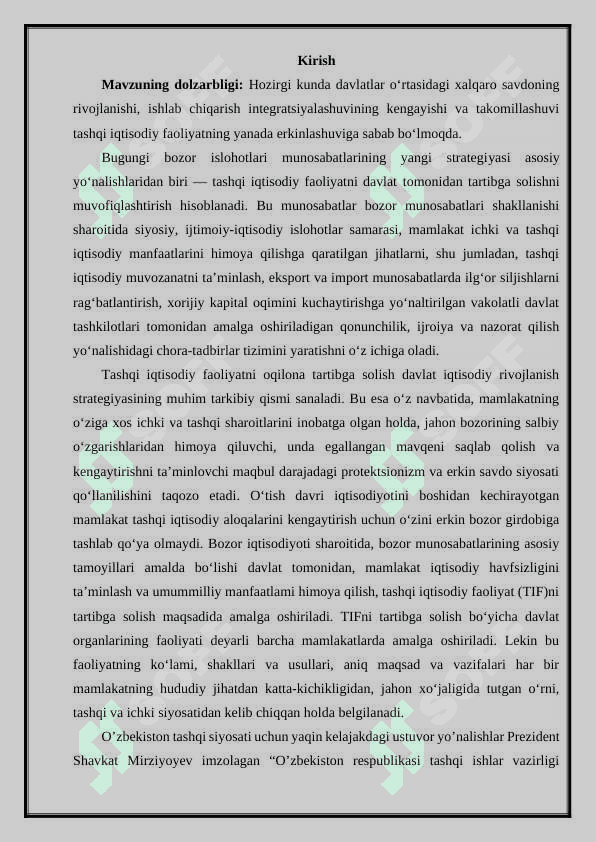 O'zbekiston Respublikasining tashqi savdo siyosati 3