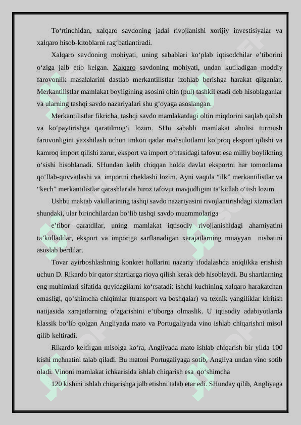O'zbekiston Respublikasining tashqi savdo siyosati 7
