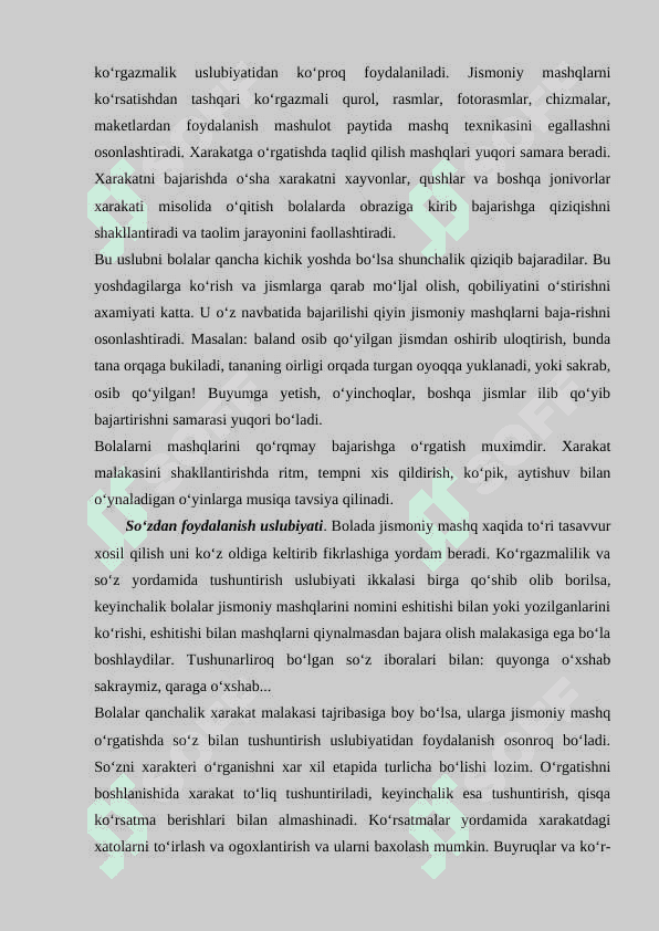 Boshlang’ich sinflarda jismoniy tarbiyasi tashkil qilish usullari 5