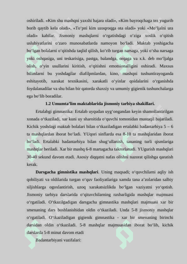 Boshlang’ich sinflarda jismoniy tarbiyasi tashkil qilish usullari 8