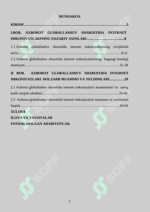 AXBOROT GLOBALLASHUV SHAROITIDA INTERNET IMKONIYATLARI 2
