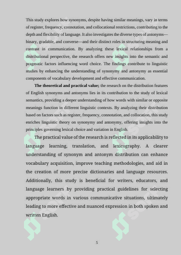 DISTRIBUTION FEATURES OF ENGLISH SYNONYMS AND ANTONYMS 5