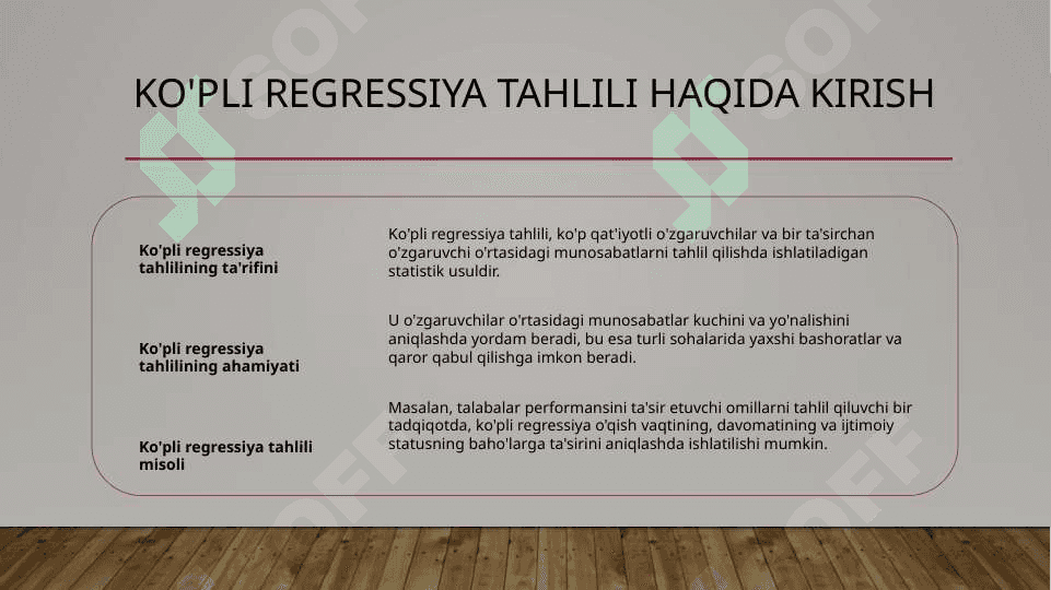 juft regression tahlil 2