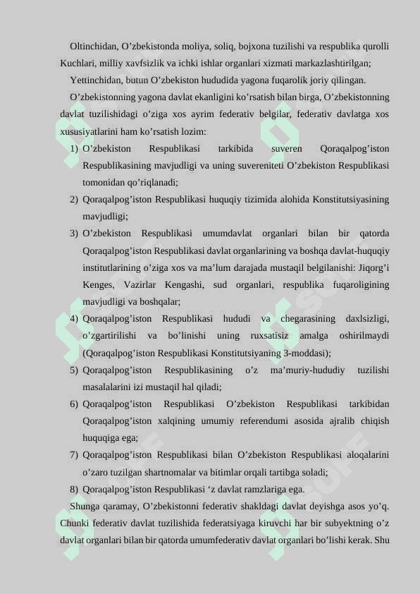 O’zbekiston Respublikasida davlat shaklining o’ziga xos xususiyatlari 6