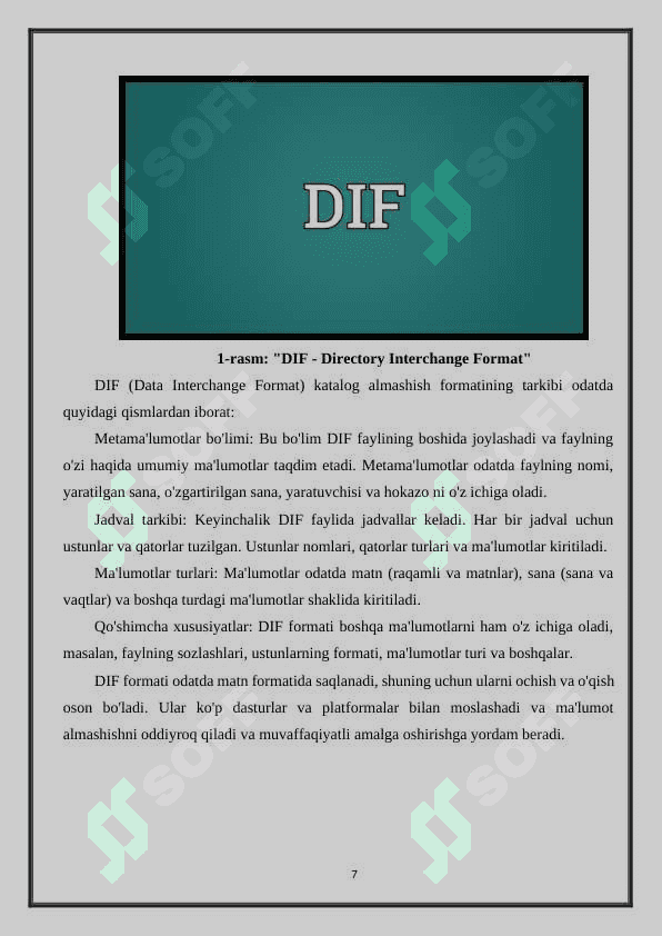 DIF - Directory Interchange Format 7