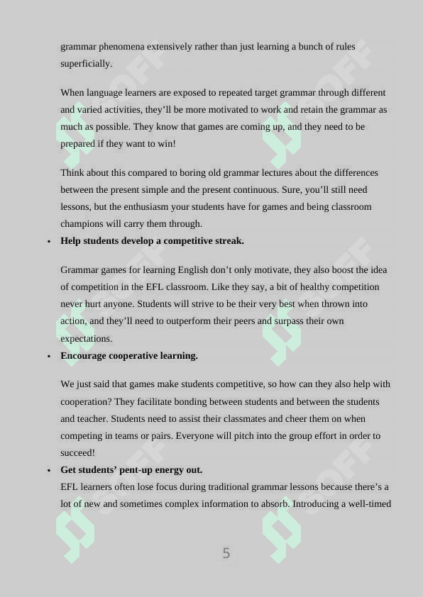 TEACHING GRAMMAR WITH GAMES IN THE EFL CLASSROOM 5