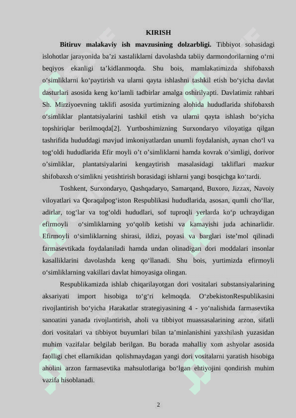 EFIR MOYLI VA DORIVOR O’SIMLIKLARNING YER YUZIDA TARQALISHI VA TURLARI 2