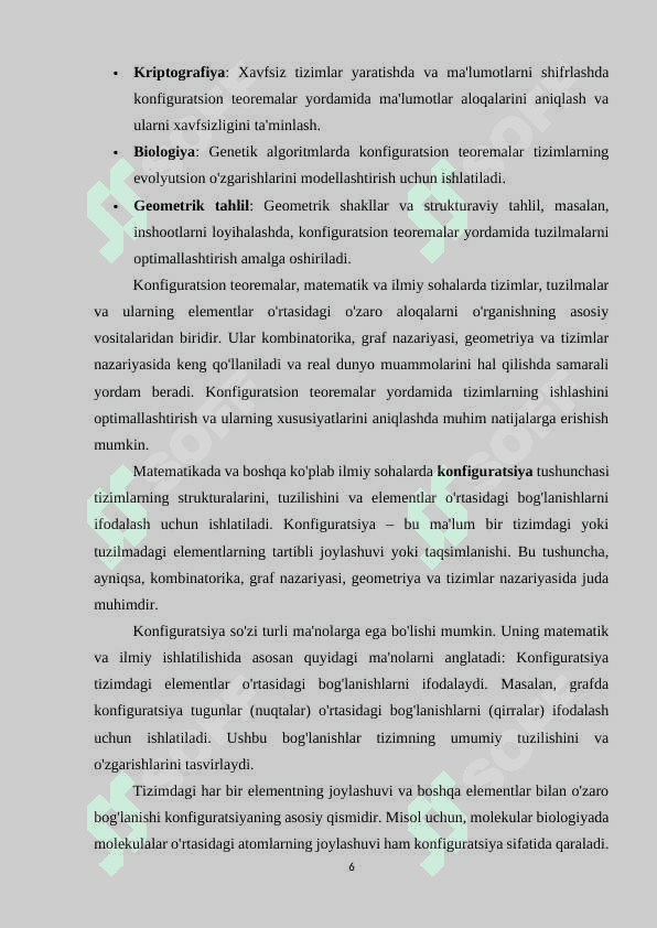 kofiguratsion teoremalar va ularning tadbiqlari 6