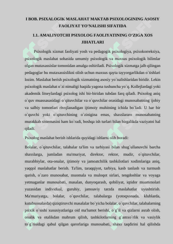 Psixalogik xizmat Maktab psixalogining asosiy faoliyat yo'nalishi 6