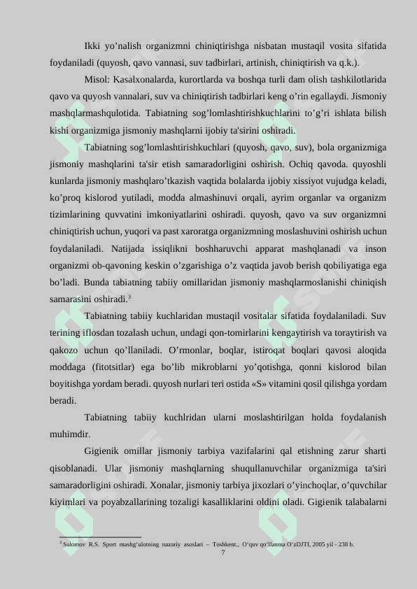 Jismoniy mashqlar jismoniy tarbiyaning asosiy vositasi sifatida 7