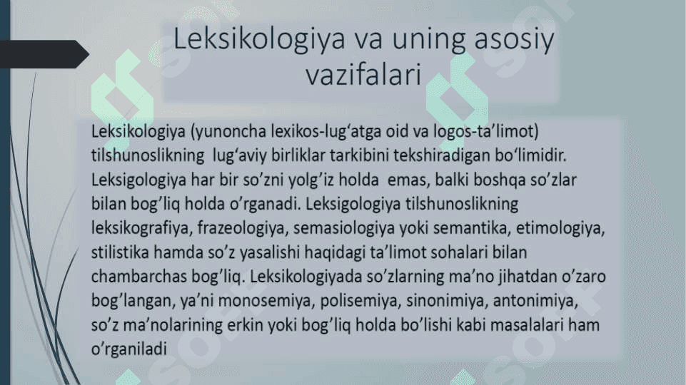 Leksikologiya. So'z ma'nosining ko'chish yo'llari. 3