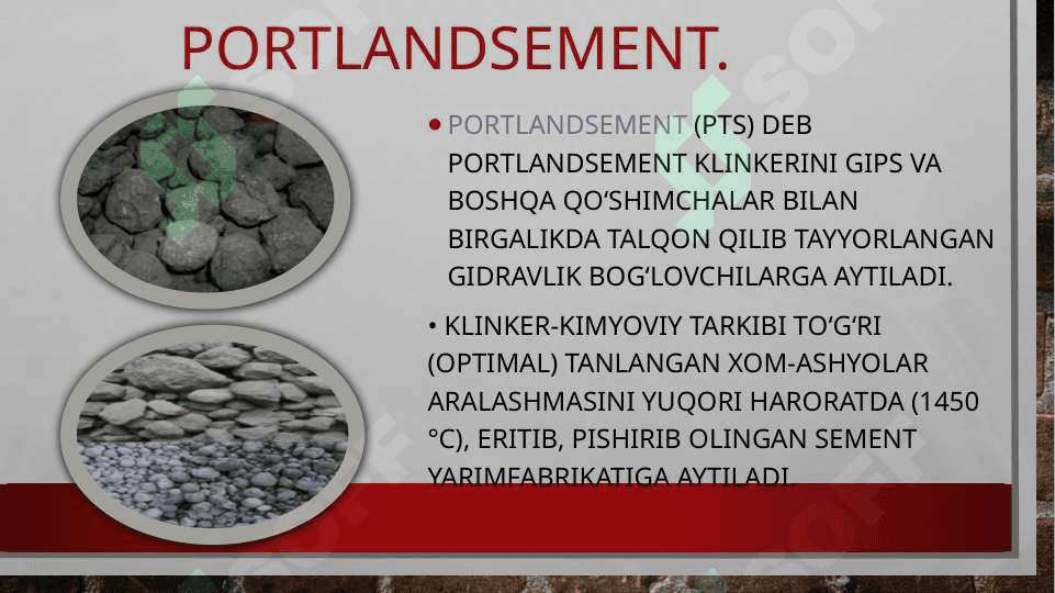 Portlandsement tasnifi xom ashyosi 2