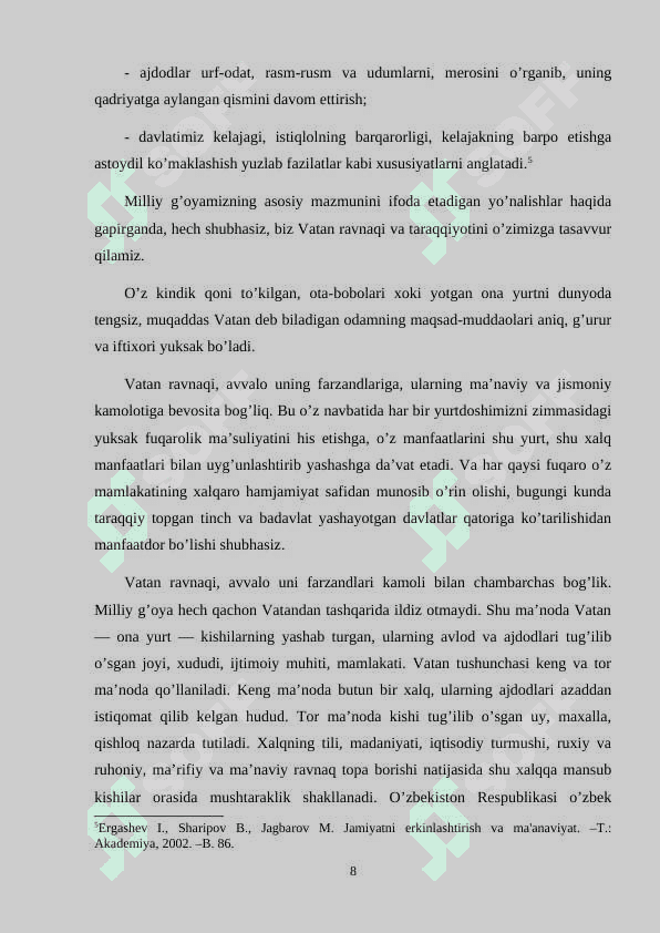 O’QUVCHILAR NING  VATANPARVARLIK VA BURCH  TUYG’ULARINI SHAKLLANTIRISH 8