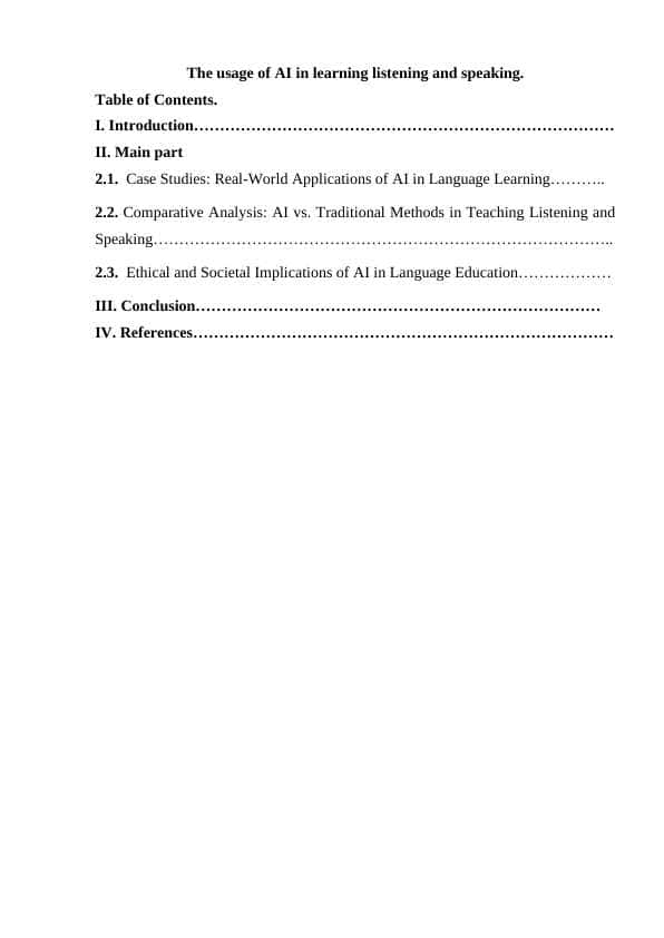 The usage of AI in learning listening and speaking.