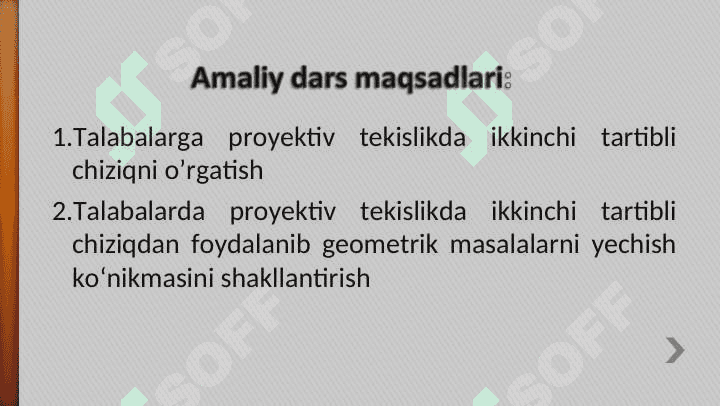 Qutb va polyara. Proyektiv tekislikdagi ikkinchi tartibli chiziqlar 2