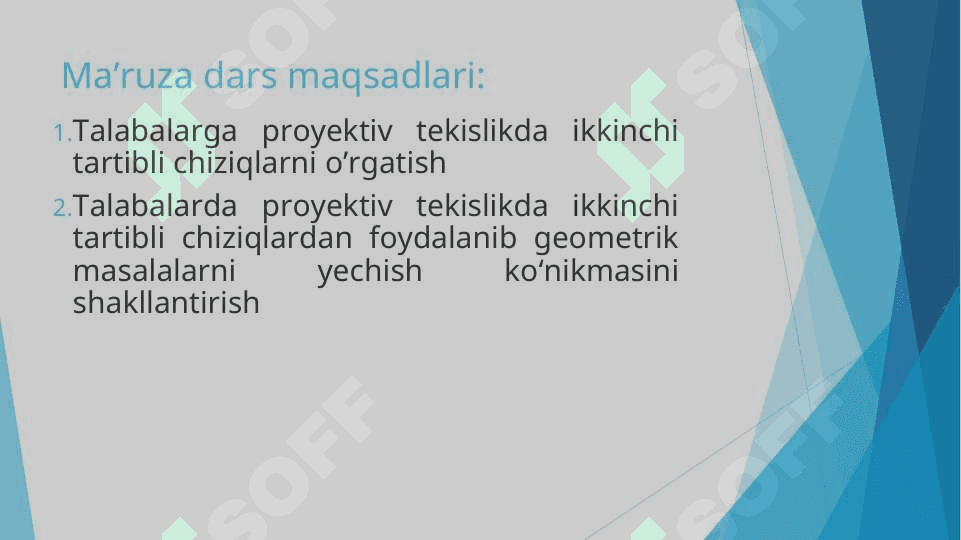 Proyektiv tekislikda ikkinchi tartibli chiziqlar 2