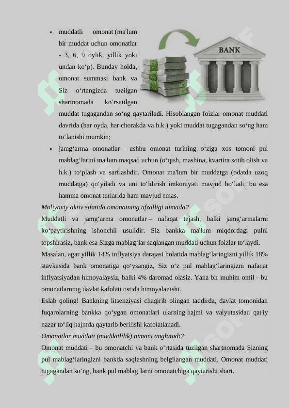 BANK OMONATLAR TURLARI BO'YICHA OLINADIGAN AUDITI 3
