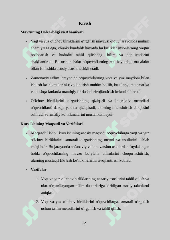 Vaqt va yuz o‘lchov birliklarini o‘rgatish metodikasi 2
