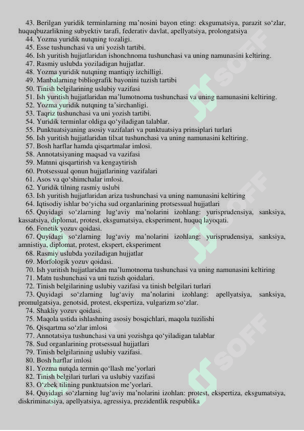 Yuristning yozma nutqi  fanidan sessiya savollari 2