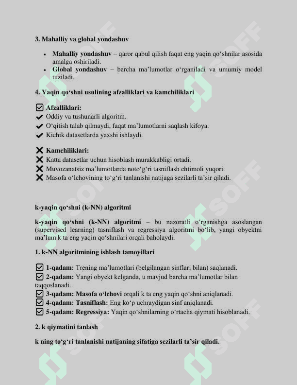 Yaqin qo‘shni usuli va uning asosiy tushunchalari 3