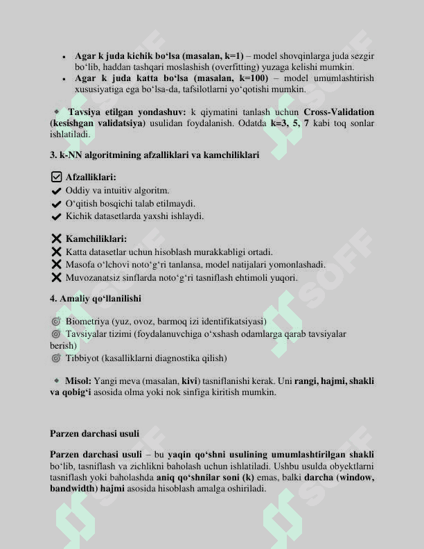 Yaqin qo‘shni usuli va uning asosiy tushunchalari 4