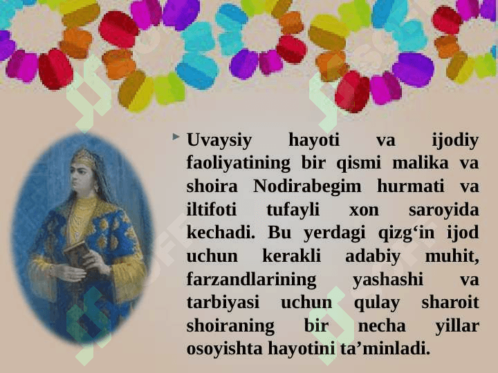 JAHON OTIN UVAYSIY. Lirika 5