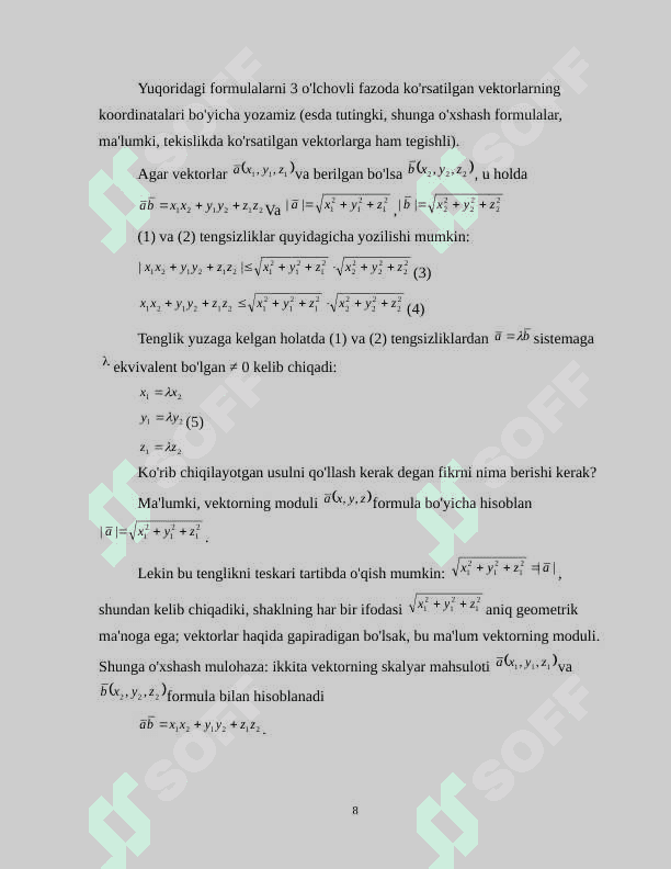 Geometrik usullar yordamida algebraik masalalarni yechish metodi 8