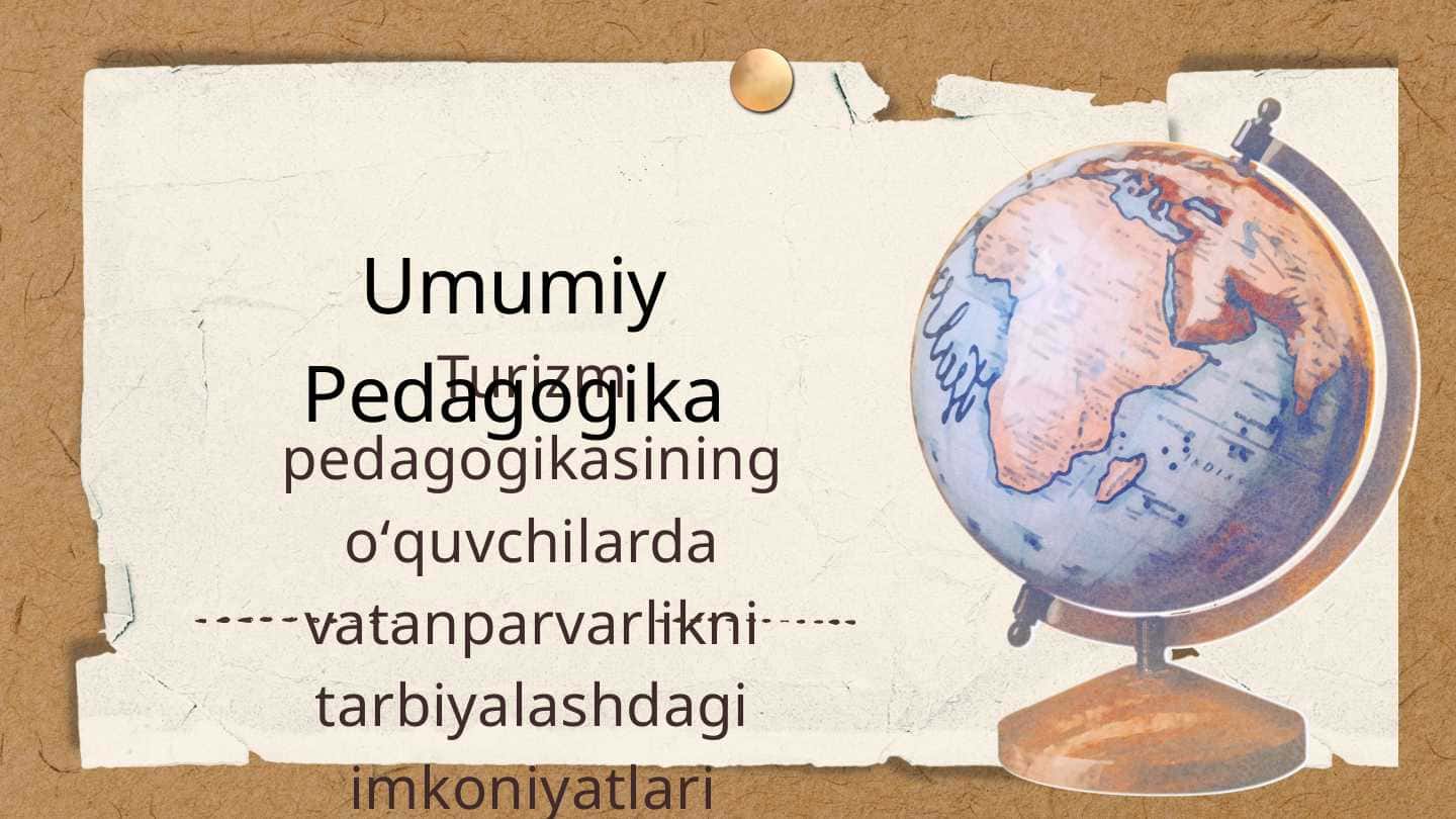 Turizm pedagogikasining oʻquvchilarda vatanparvarlikni tarbiyalashdagi imkoniyatlari