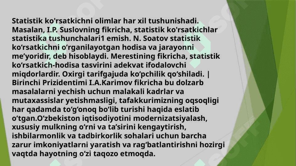 Statistik ko‘rsatgichlarni tasniflari va turlari 3