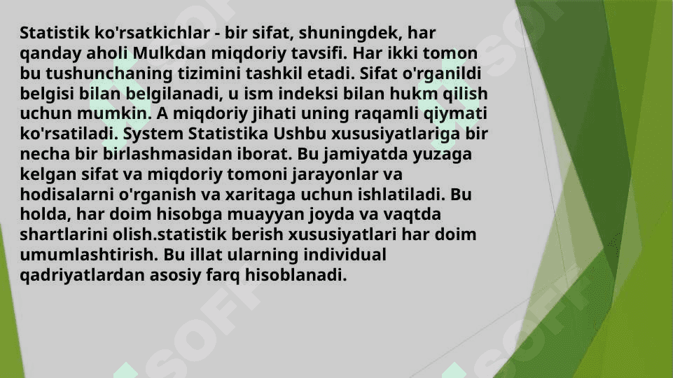 Statistik ko‘rsatgichlarni tasniflari va turlari 4