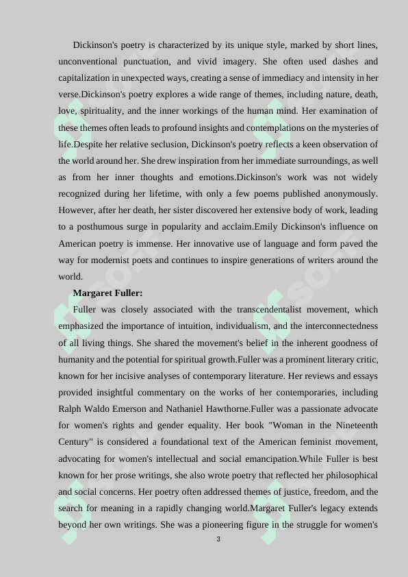EMILY DICKENSON , MARGARET FULLER IN POETRY 3