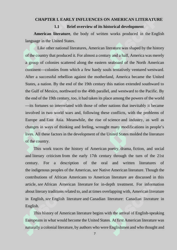 Modern American Literature. A matter of style and mastery 7