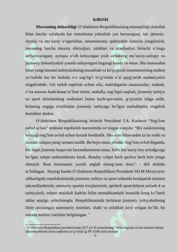 Bolaning har tomonlama shakllantirishi va rivojlanishida jismoniy tarbiyaning oʻrni. 2