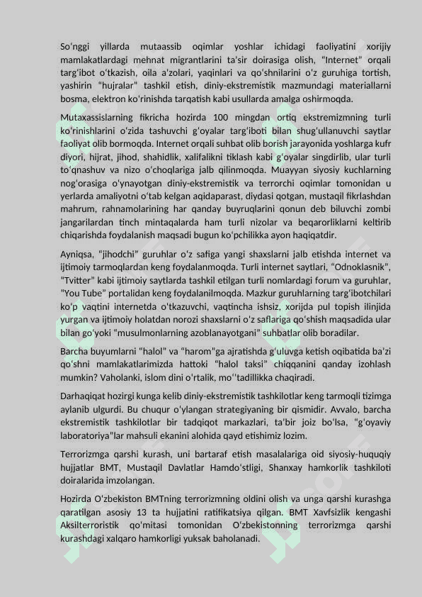 Terrorizm tushunchasi, shakllari, sabablari va unga qarshi kurash mexanizmlari 4