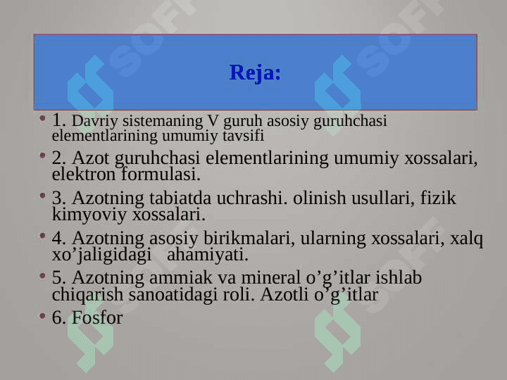 Davriy sitemaning V guruh element 2