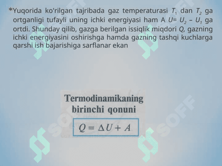 Termodinamikaning  birinchi qonuni  va uning analitik ifodasi 4