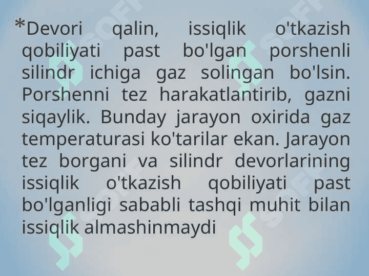 Termodinamikaning  birinchi qonuni  va uning analitik ifodasi 7